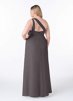 Azazie Maive Bridesmaid Dresses Steel Grey Sheath Pleated Ruffle Chiffon Dress image8