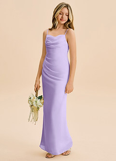 Azazie Mai Junior Lilac Sheath Pleated Chiffon Dress image1
