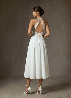 Azazie Sonia Wedding Dresses Diamond White Nude A-Line Lace Dress image2