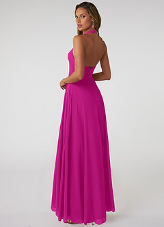 Azazie Tessie Vestidos de damas de honor Vestido de Fucsia de Gasa de Corte en A con Cuello en V plisado image2