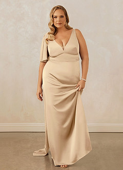 Christian Siriano Bridal for Azazie 1011 Bridesmaid Dresses Champagne Mermaid Bow Stretch Satin Dress image16