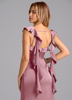 Azazie Adi Bridesmaid Dresses Vintage Mauve A-Line Pleated Stretch Satin Dress image2