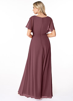 Azazie Aaliyah Modest Bridesmaid Dresses A-Line Scoop Pleated Chiffon Floor-Length Dress image2