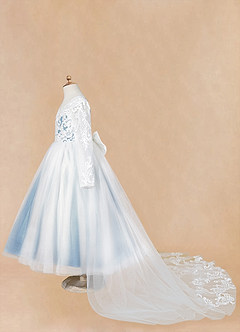 Azazie Elodie Blumenmädchenkleider Ballkleid Spitze Kleid Elfenbein Stahlblau image14