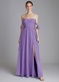 Azazie Ayanna Bridesmaid Dresses Tahiti A-Line Off the Shoulder Chiffon Dress image1