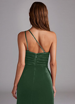 Azazie Eren Brautjungfernkleider Etui One-Shoulder Samt Kleid Eukalyptus image2