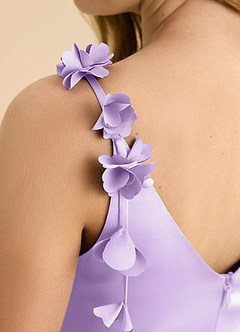 Azazie Gumdrop Junior 엠파이어 주름진 스트레치 새틴 플로어 길이 주니어 신부 들러리 드레스 image8