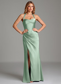 Azazie Serenity Bridesmaid Dresses Agave Mermaid Sweetheart Neckline Stretch Satin Dress image5