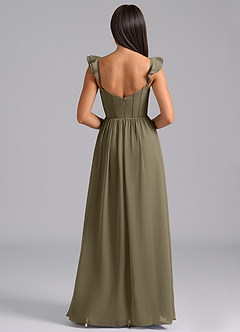 Azazie Denisse Abiti da Damigella Abito A-Line in Chiffon Increspato Willow Green image2