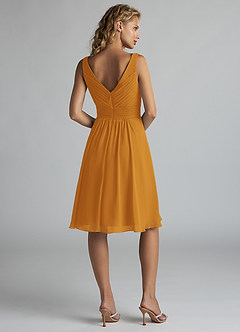 Azazie Grace Bridesmaid Dresses Butterscotch A-Line Pleated Chiffon Dress image2
