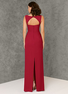 Azazie Flori Bridesmaid Dresses Scarlet Sheath Square Neckline Chiffon Dress image2