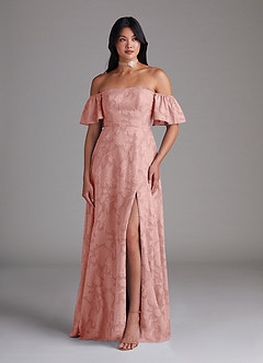 Azazie Sue Bridesmaid Dresses Rosette A-Line Off the Shoulder Floral Burnout Convertible Dress image5