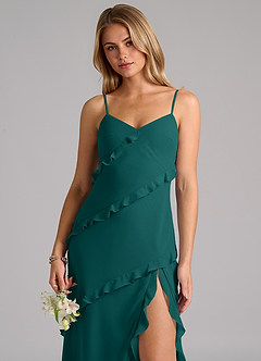 Azazie Nancie Bridesmaid Dresses Peacock Mermaid Ruched Chiffon Dress image7