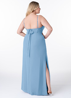 Azazie Mai Bridesmaid Dresses Powder Blue Sheath Pleated Chiffon Dress image9
