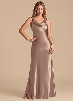 Azazie Rylina 신부 들러리 드레스 인어 메탈릭 새틴 바닥 길이 드레스 image3