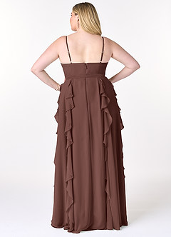 Azazie Peyton Bridesmaid Dresses Espresso A-Line Ruched Chiffon Dress image8