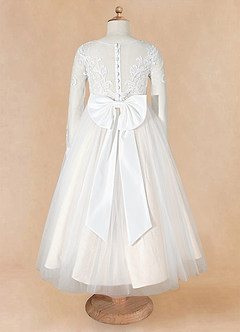 Azazie Elodie Blumenmädchenkleider Ballkleid Spitze Kleid Elfenbein Weißer Alabaster image11