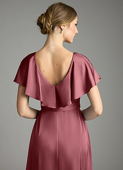 Azazie Lainey Vestidos de damas de honor Vestido de Rosa Del Desierto de Satén Elástico de Corte en A con Con bolsillos image2