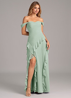 Azazie Sloane Bridesmaid Dresses Agave A-Line Sweetheart Neckline Chiffon Dress image4