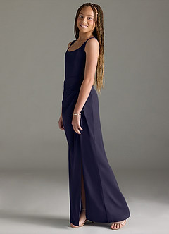 Azazie Mero Junior Stormy Mermaid Pleated Stretch Satin Dress image4