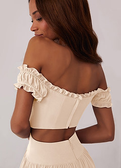 Barbie ♥ Azazie Bridesmaid Dresses White Alabaster A-Line Off the Shoulder Chiffon Convertible Dress image6