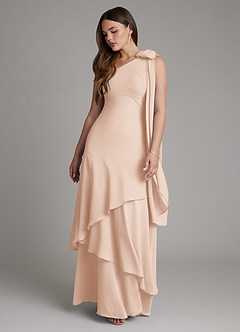 Azazie Monique Bridesmaid Dresses English Rose A-Line One Shoulder Chiffon Dress image6