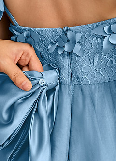 Azazie Tweety Flower Girl Dresses Steel Blue A-Line Lace Tulle Dress image8