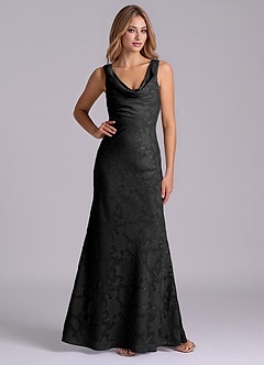Azazie Rylina Final Sale Black Mermaid Floral Burnout Dress image4
