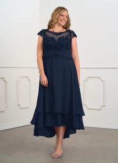 Azazie Shonda Mother of the Bride Dresses Dark Navy Lace Chiffon Dress image8