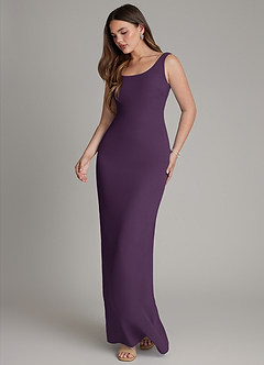 Azazie Hadley Bridesmaid Dresses Plum Mermaid Pleated Chiffon Dress image4