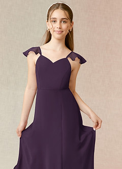 Azazie Everett Junior Plum A-Line Chiffon Dress image5
