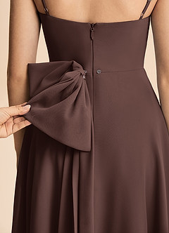 Azazie Bear Junior Ganache A-Line Pleated Chiffon Dress image6
