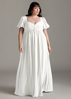 Azazie Madisynn Brudepigekjoler til gravide Sløjfe Chiffon Gulv-længde Kjole image5