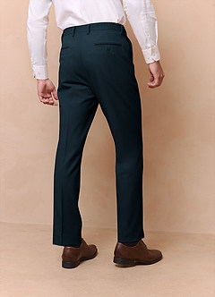 front Savile Teal Wool Blend Dress Pants