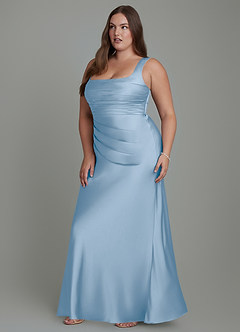 Azazie Agustina Brautjungfernkleider Meerjungfrau-Linie Korsett Stretch-Satin Kleid Puderblau image11