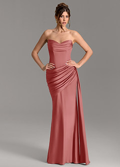 Azazie Zorah Bridesmaid Dresses Antique Rose Mermaid Corset Stretch Satin Convertible Dress image1