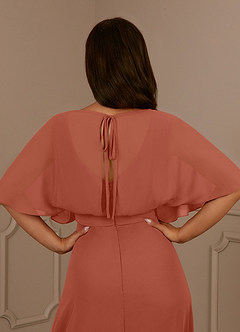 Azazie Oksana Vestidos para mãe da noiva Vestido Argila de Chiffon de Linha A com Plissado image5