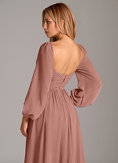 Azazie Alia Brautjungfernkleider A-Linie Langarm Chiffon Kleid Zedernrose image2