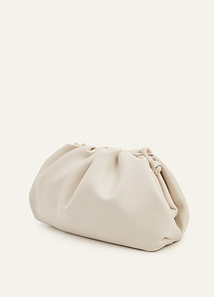 front Soft Pleated Faux Shearling Clutch