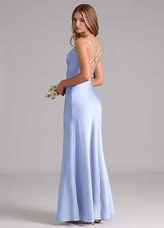 Azazie Suttona Bridesmaid Dresses Ice A-Line Pleated Stretch Satin Dress image1