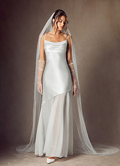 Azazie Alli Wedding Dresses Diamond White Mermaid Metallic Satin Dress image6