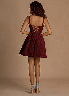 Ivy Wine Floral Burnout Cowl Mini Dress image2