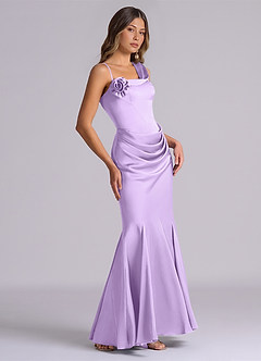 Azazie Inara Bridesmaid Dresses Lilac Mermaid Pleated Stretch Satin Dress image5