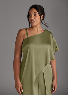Azazie Hagretta vestidos de madre de la novia Vestido de Pistacho de Satén Elástico de Mono/Traje de pantalón image12