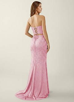 Esme Powder Pink Two-piece Corset Stretch Satin Mermaid Prom Dress image2