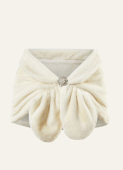 front Brooch Faux Fur Cape