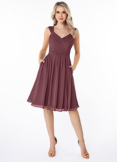 Azazie Angie Bridesmaid Dresses Sangria A-Line Corset Chiffon Dress image1