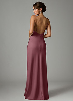 Azazie Stefania Bridesmaid Dresses Desert Rose A-Line Stretch Satin Dress image2