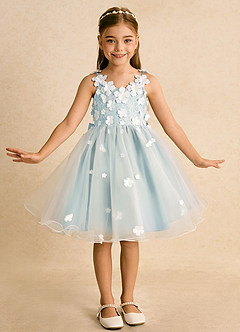Azazie Junebug Flower Girl Dresses Ivory Sea Glass Ball-Gown Lace Tulle Dress image3