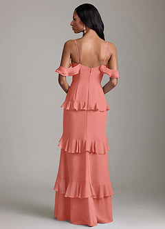 Azazie Chayla Abiti da Damigella Abito Tubino in Chiffon a Spalla Scoperta Salmone Rosa image2